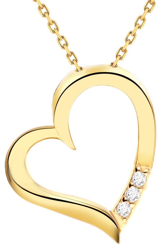 Kette mit Anhänger Herzkette Damen Silber 925 gold Kette mit Herz Anhänger Frauen
