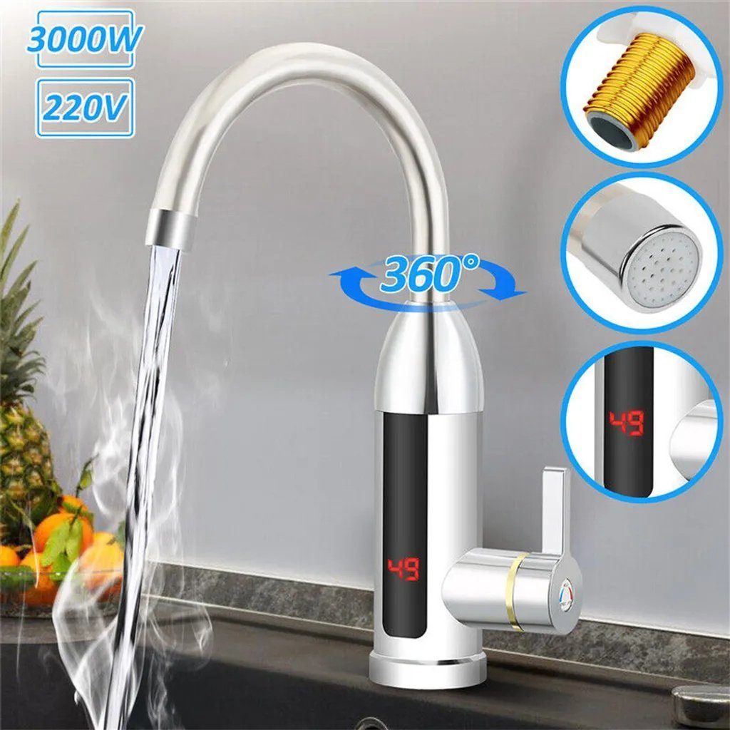 Lamona Waschbeckenbrause 360° Elektrischer Wasserhahn Durchlauferhitzer  Armatur LED Display 3000W Digitalanzeige Warmwasserbereiter