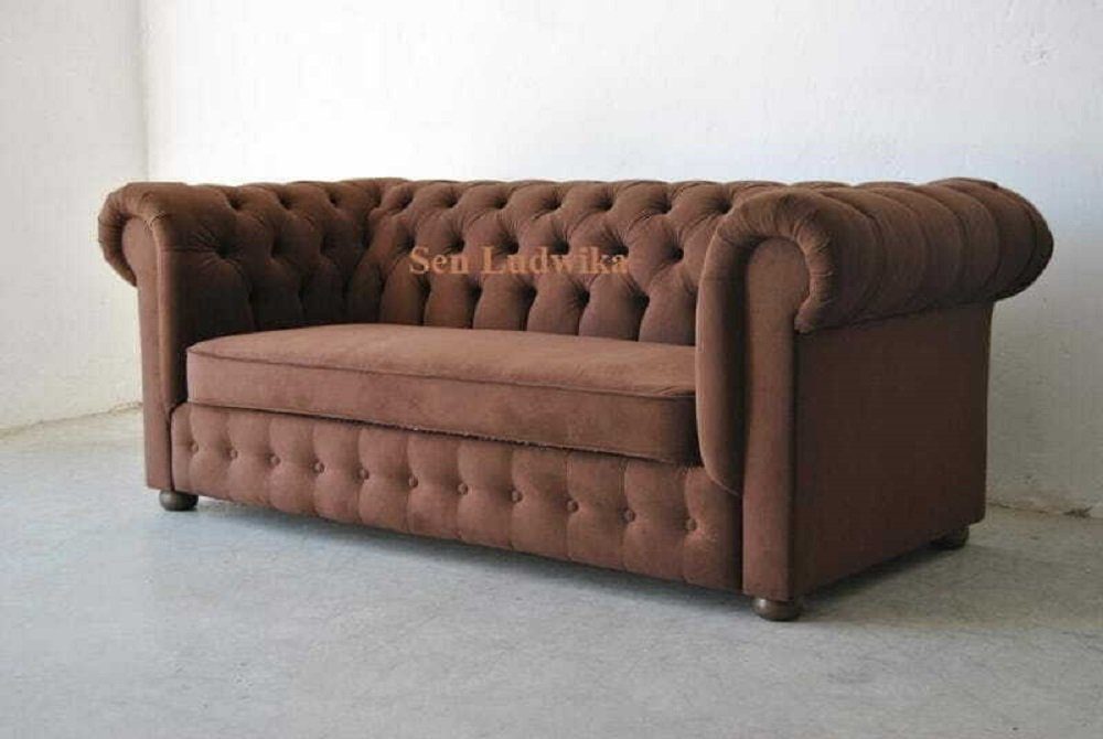 JVmoebel Sofa Chesterfield 3 Sitzer Couch Polster Textil Wohnzimmer