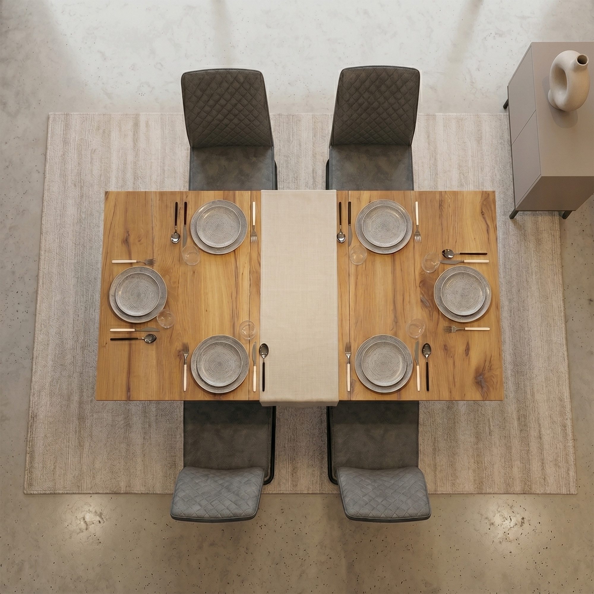 B&D home Essgruppe Essgruppe Lars & Theo, (Set, 5-tlg., 1 Tisch / 4 Stühle), Esstisch ausziehbar bis 160cm für 4-6 Personen, Stühle in Microfaser