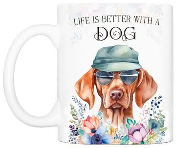 Cadouri Tasse VIZSLA - Kaffeetasse für Hundefreunde, Keramik, mit Hunderasse, beidseitig bedruckt, handgefertigt, Geschenk, 330 ml