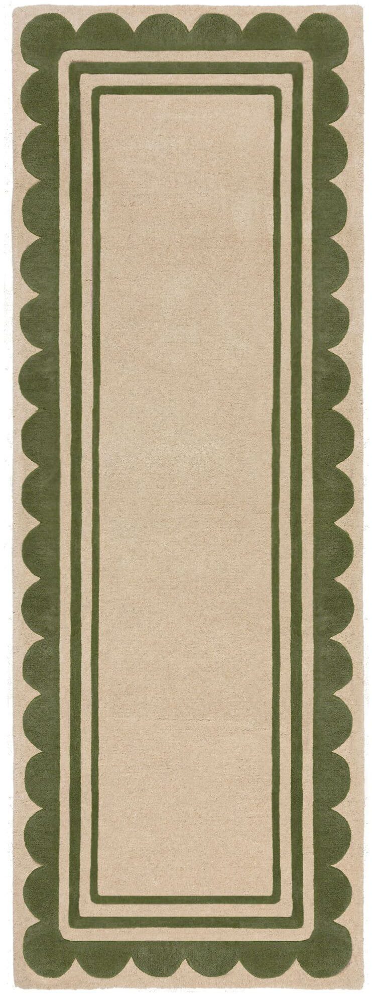 FLAIR RUGS Wollteppich Lois mit Jakobsmuschelbordüre, rechteckig, Höhe: 7 mm, Lois Wollteppich mit Jakobsmuschelbordüre