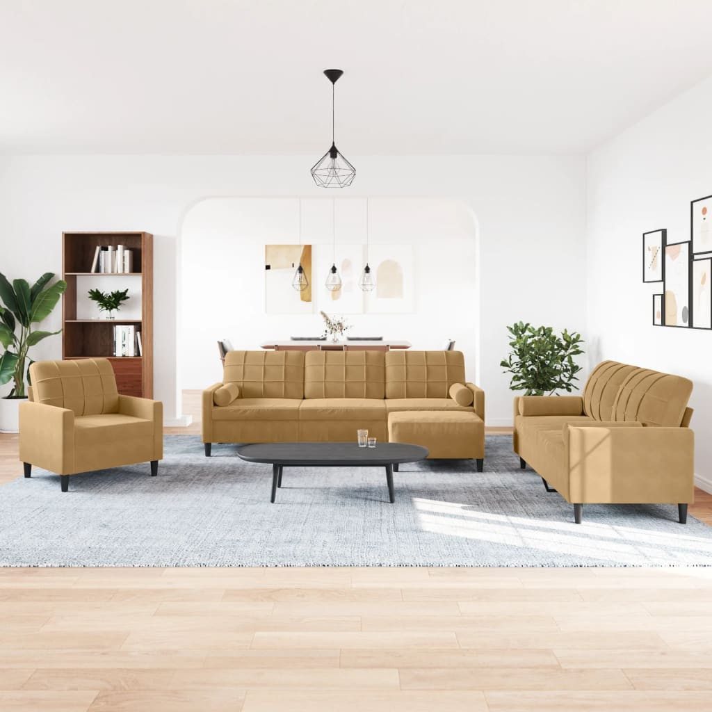 vidaXL Sofa 4-tlg. Sofagarnitur mit Kissen günstig online kaufen