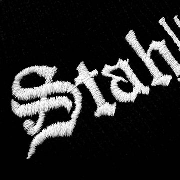 Schnoschi Strickmütze Wintermütze Stahlhelm (unisex) bestickt Statement Spruch Streetwear mit breitem Umschlag