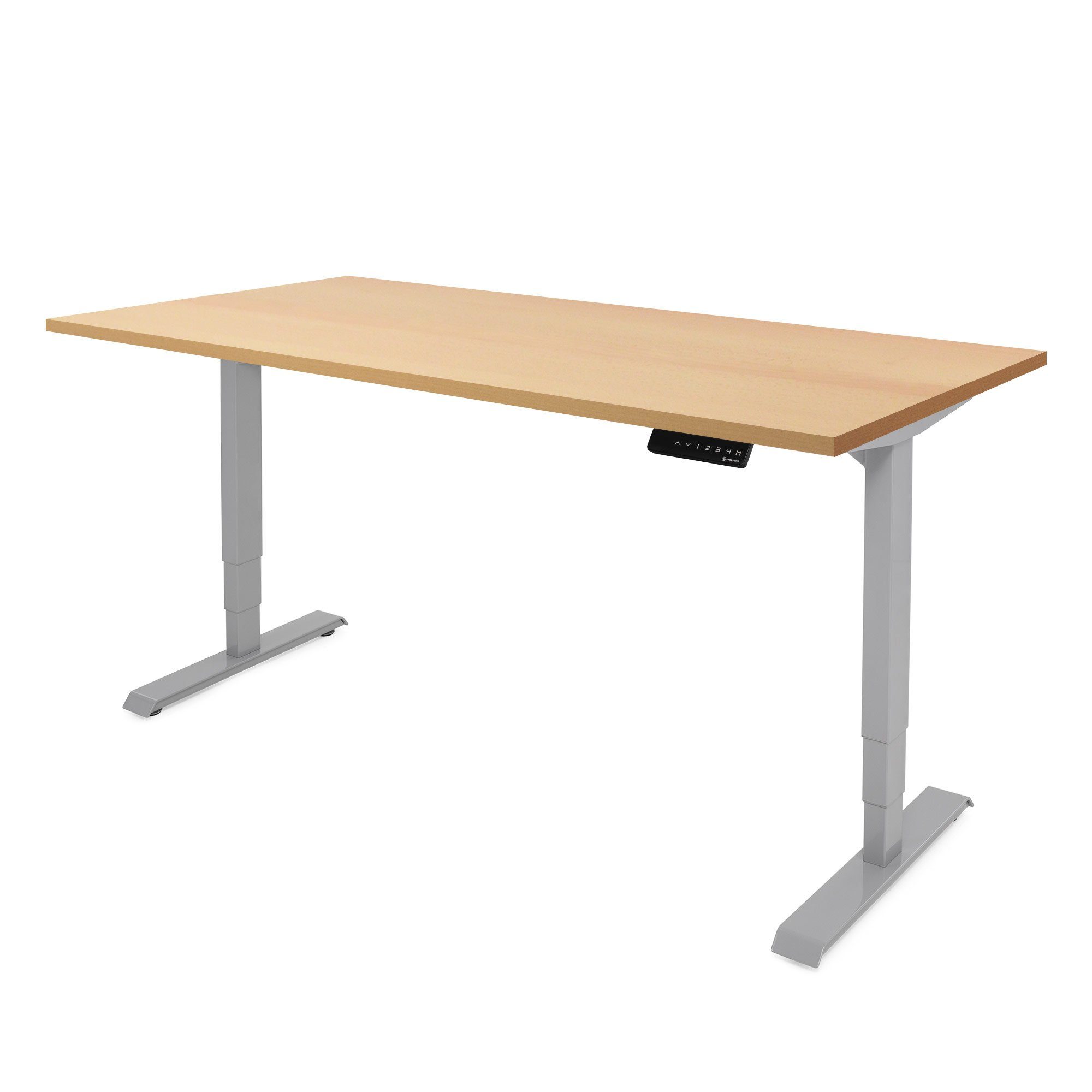 Ergotopia Schreibtisch Desktopia Lite (120 x 80 cm Tischplatte Buche), stufenlos höhenverstellbarer Schreibtisch elektrisch mit Tischplatte