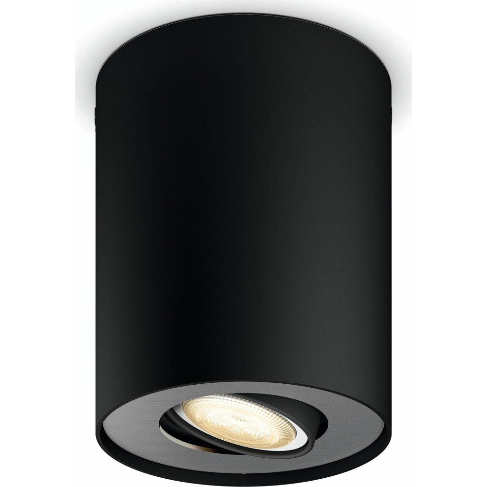 Philips Hue LED Deckenstrahler Bluetooth White Ambiance Spot Pillar in Schwarz 5W 350lm GU10, keine Angabe, Leuchtmittel enthalten: Ja, LED, warmweiss, Deckenstrahler, Deckenspot, Aufbaustrahler | 