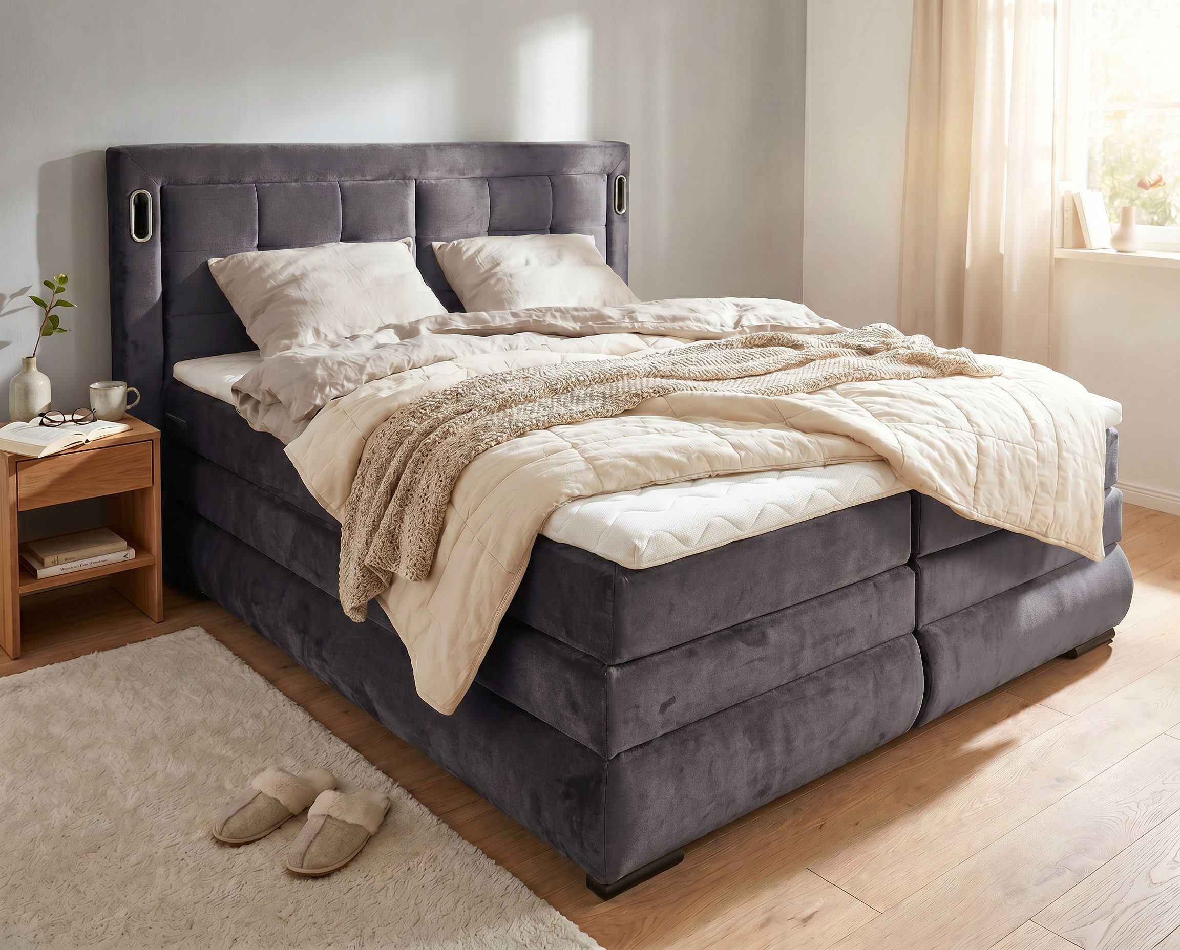 OTTO home Boxspringbett MIVVA, in H3, H4 oder Hmix H3/H4, wahlweise mit oder ohne LED-Leuchten