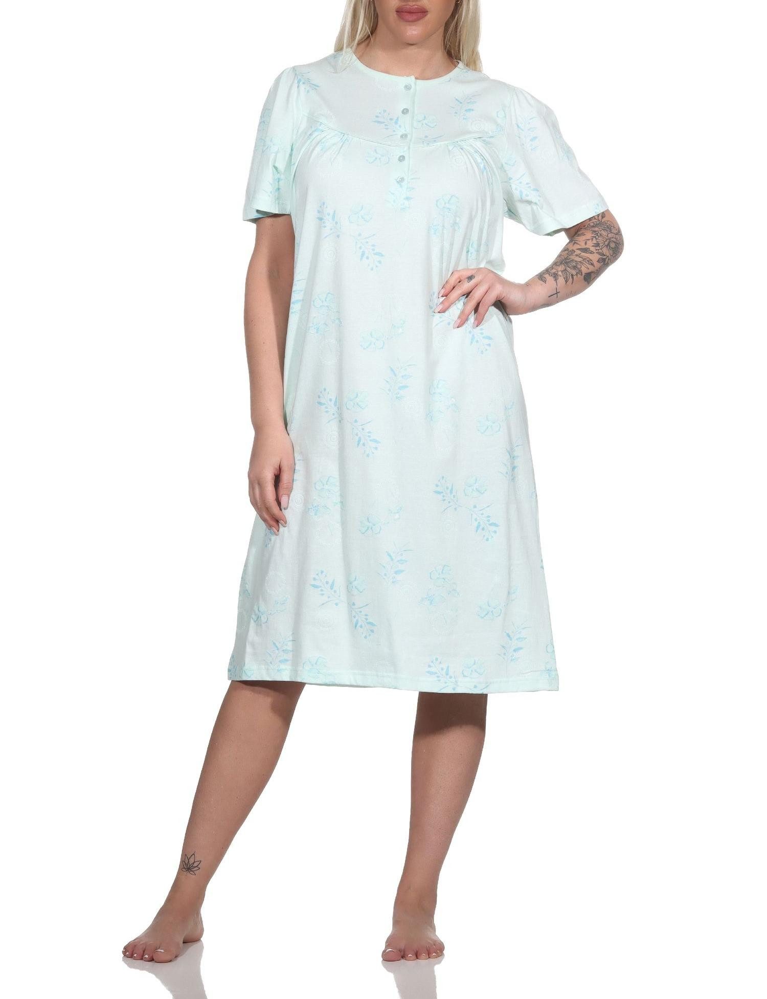 Normann Nachthemd Damen kurzarm Nachthemd im klassischen fraulichen Design