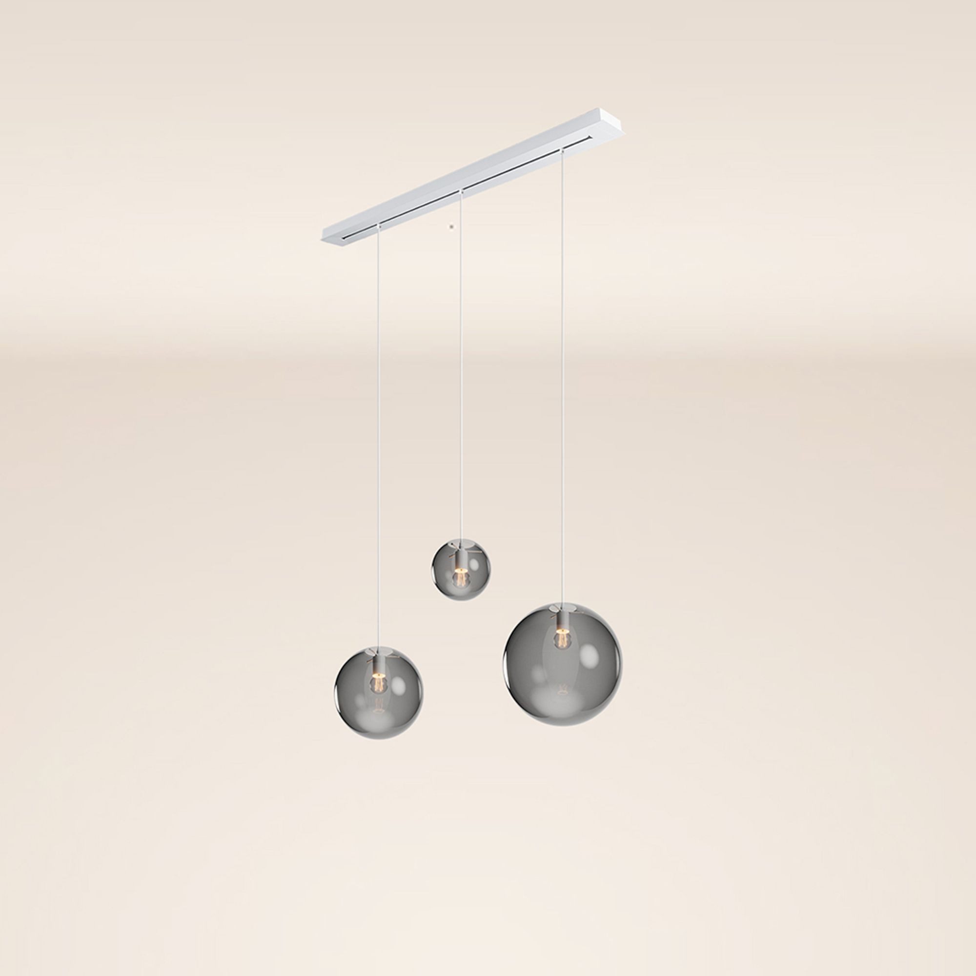 s.luce Pendelleuchte Orb Esstisch-Hängelampe 3-flammig 120cm Ø 20/30/40