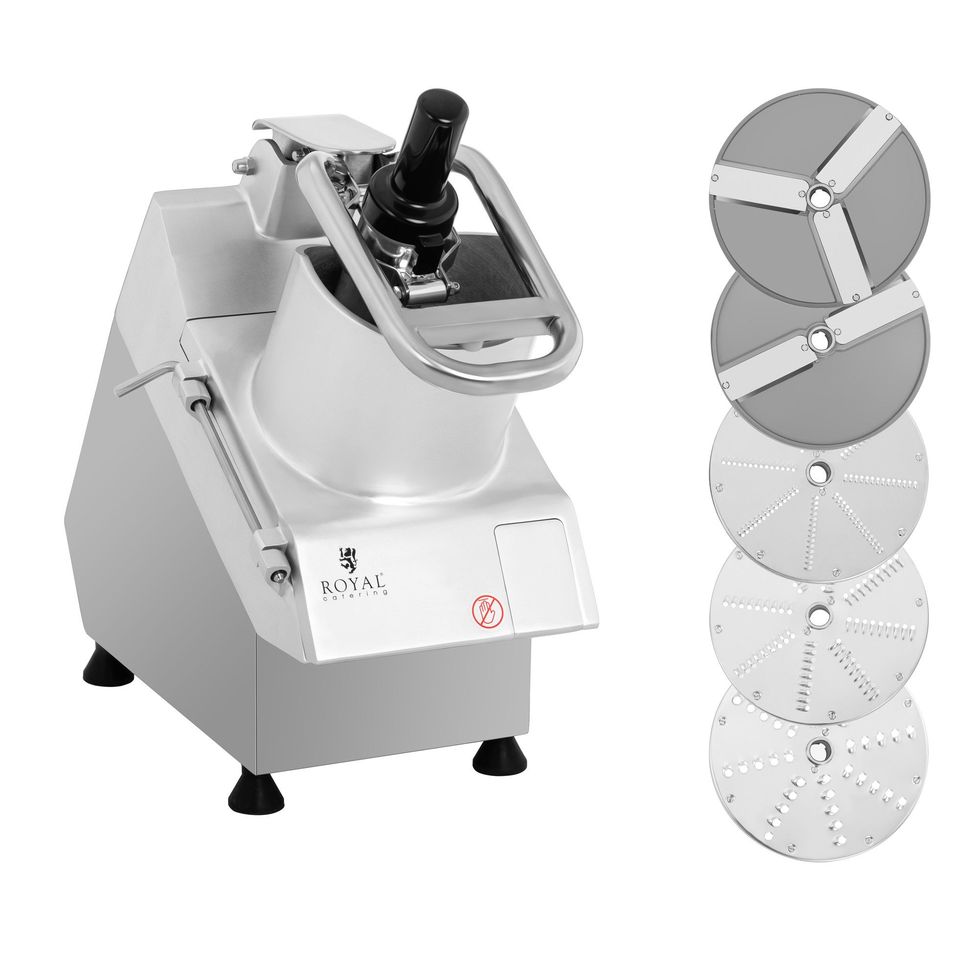 Royal Catering Gemüseschneider 5 Messerscheiben Gemüsereibe 750 W Raspelscheiben Schneidescheiben, 750 W