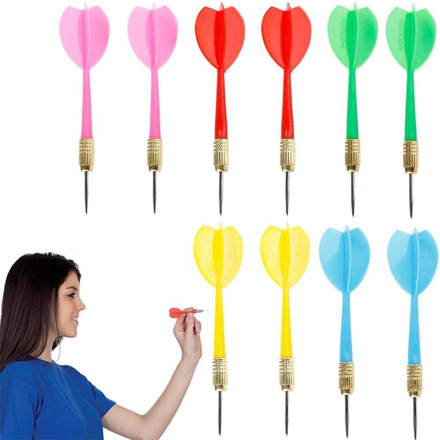 LuxusKollektion Dartpfeil 10 Profi Dartpfeile Metallspitze Steeldarts 5 Farben