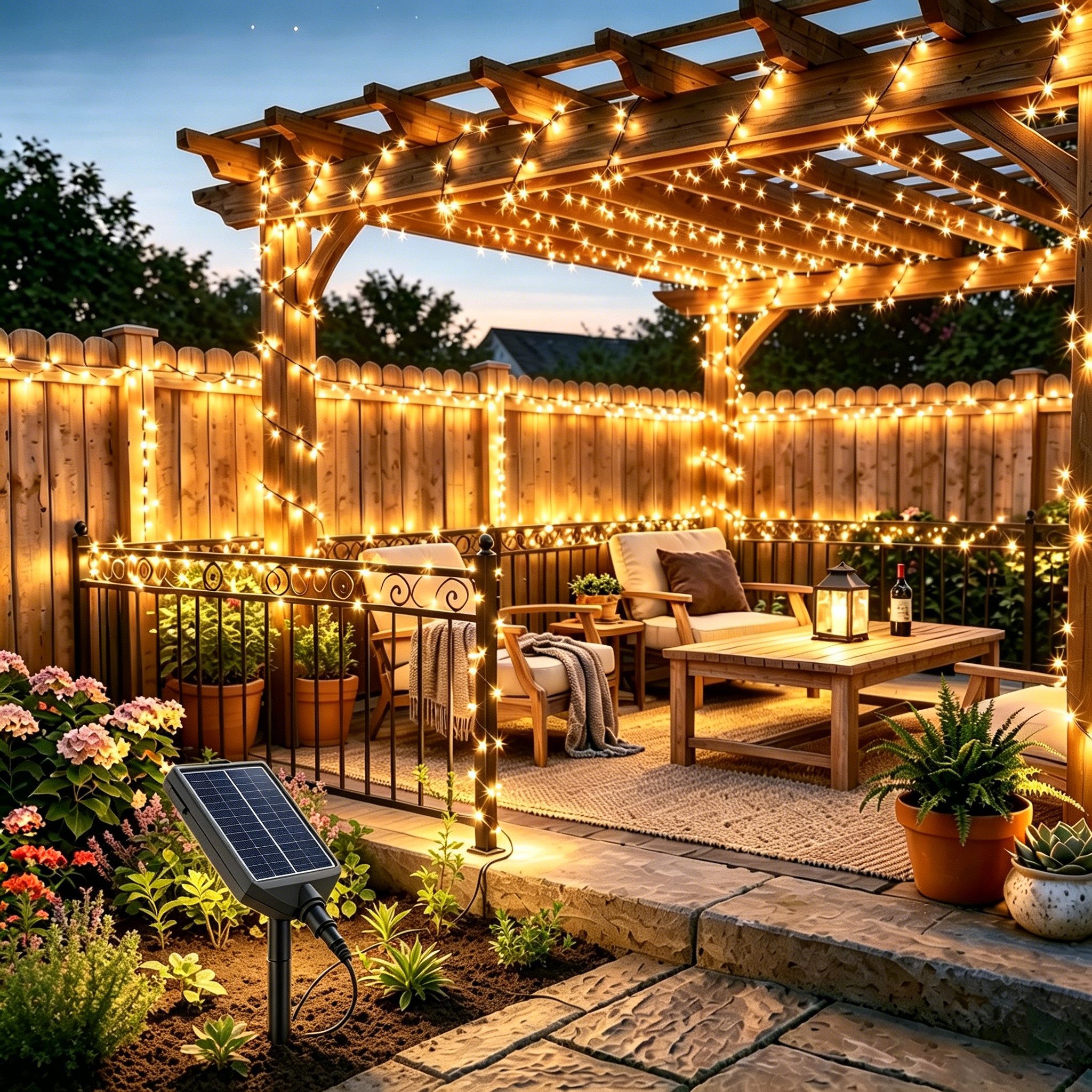 Salcar LED Solarleuchte LED Lichterkette Außen Solar Gartenleuchte Terrasse Balkon Party, 10,75m 240er LED mit Fernbedienung, 13 Modi, Wasserdichte