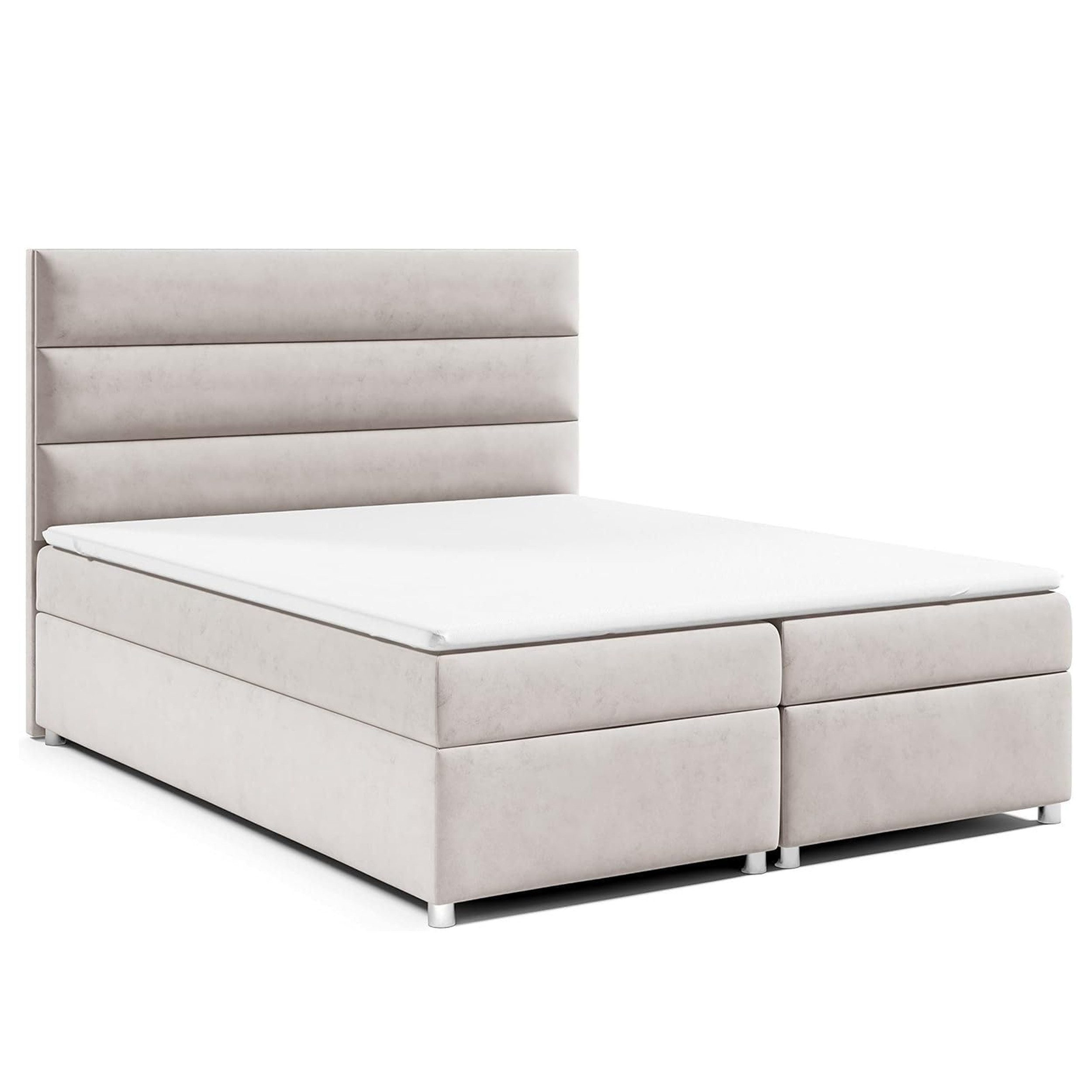 Best for Home Boxspringbett Trinity K-1 LUX – Modern Boxspringbett mit Stauraum & Komfort (Boxspringbett-Set, 1-St., Komplettes Boxspringbett-Set inklusive Matratze und Topper), Ergonomischer Schlafkomfort, großer Stauraum