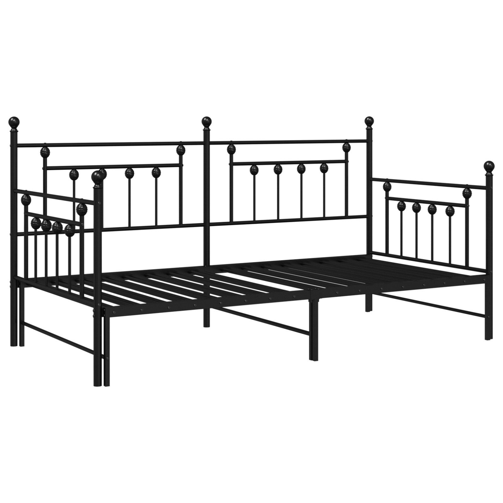 vidaXL Bett Tagesbettgestell mit Ausziehbett Schwarz günstig online kaufen