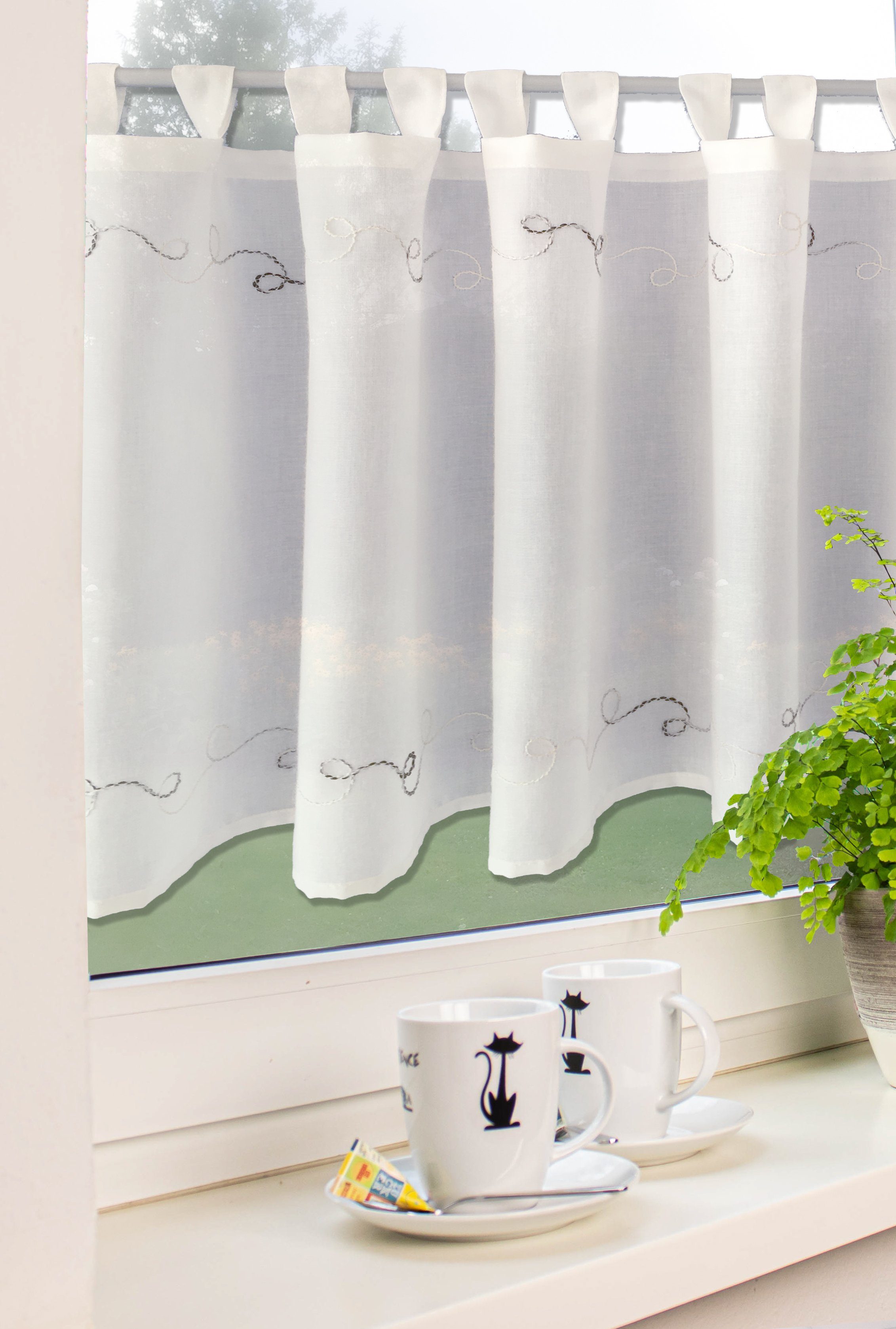 Scheibengardine Polyester Küchenvorhang Bistrogardine Fenstervorhang 40 x 250 cm 