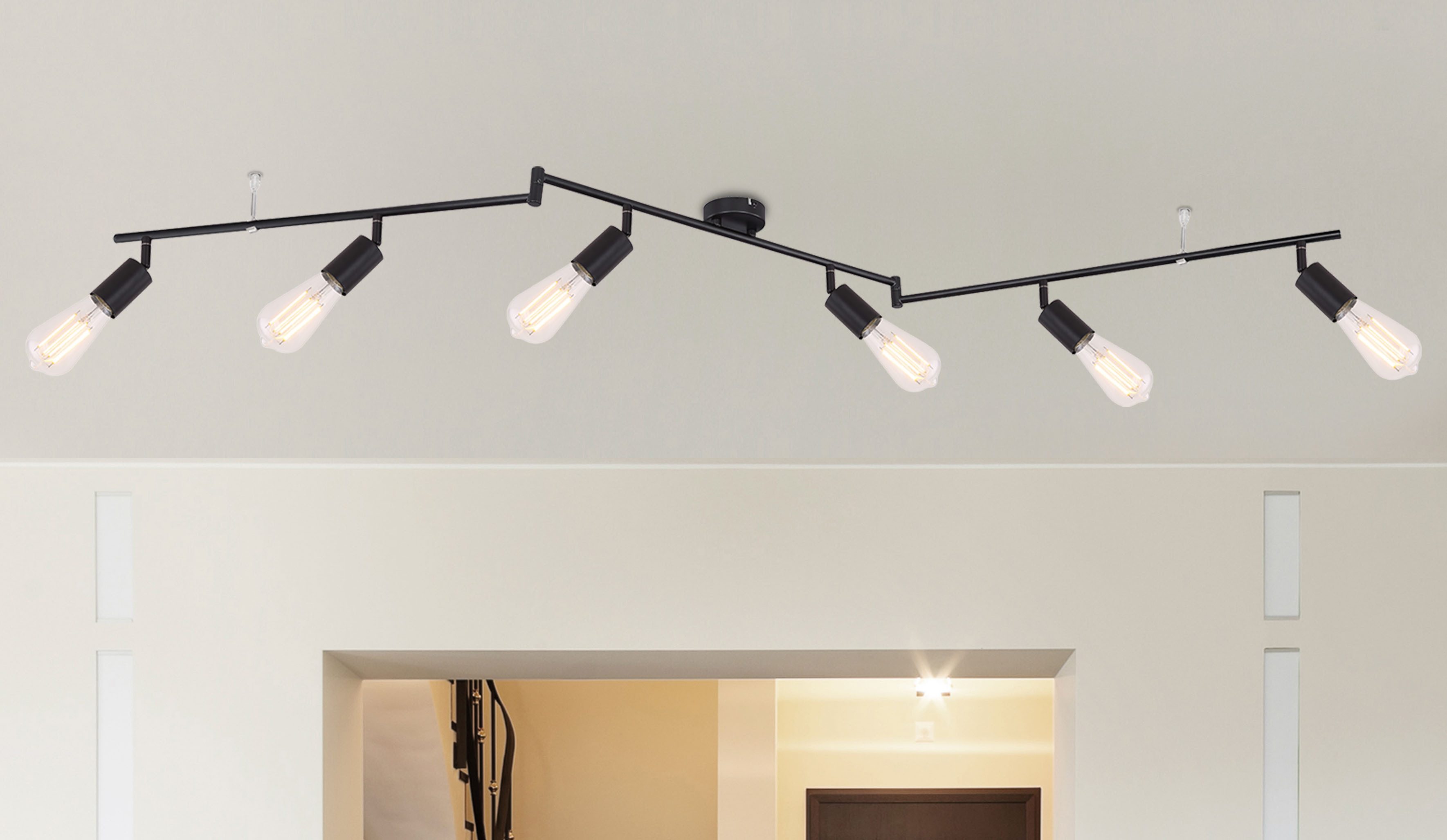 GLOBO LIGHTING Deckenstrahler MARTHA, ohne Leuchtmittel, Deckenspot/beweglich/schwarz/ohne Schirm/Flur/Wohnzimmer/Essbereich