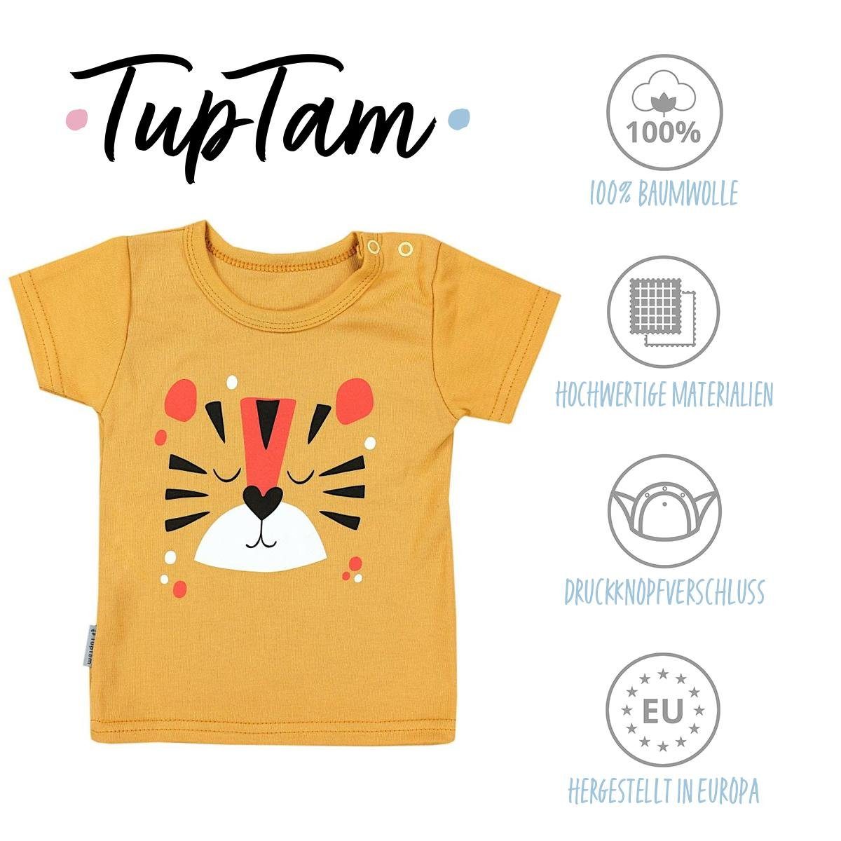 TupTam T-Shirt TupTam Dunkelblau 5er T-Shirt (5-tlg) Set Senfgelb Baby Jungen Blau Zebra Tiger Kurzarm Krokodil