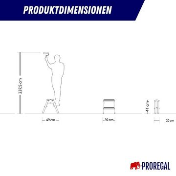 PROREGAL® Stehleiter Stufenstehleiter ECONOMY BASIC, beidseitig begehbar, 2x2 Stufen, 2,38m