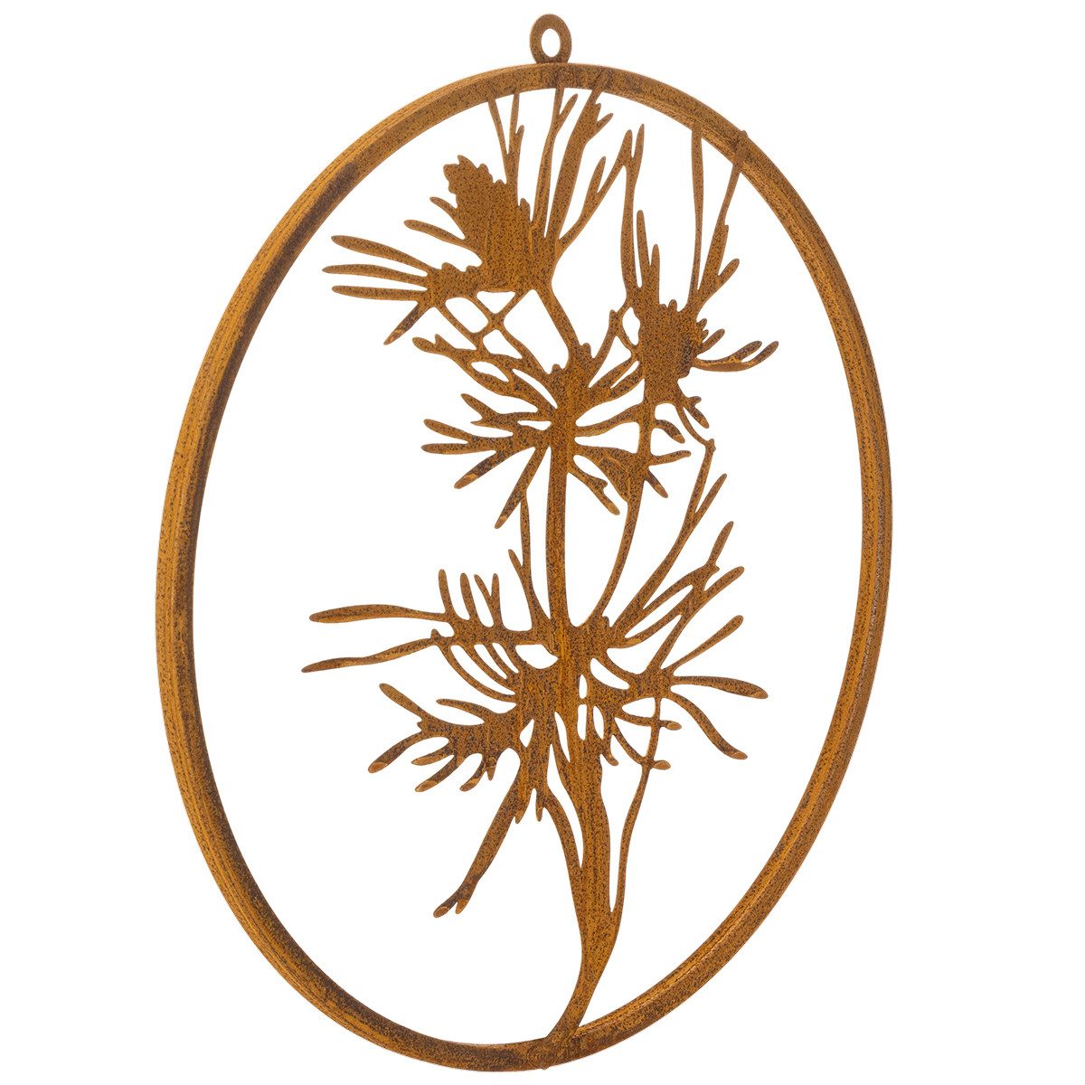 Florists Products Gartenfigur Dekoring Metallring Kiefernzweig Edelrost Vintage Wanddeko