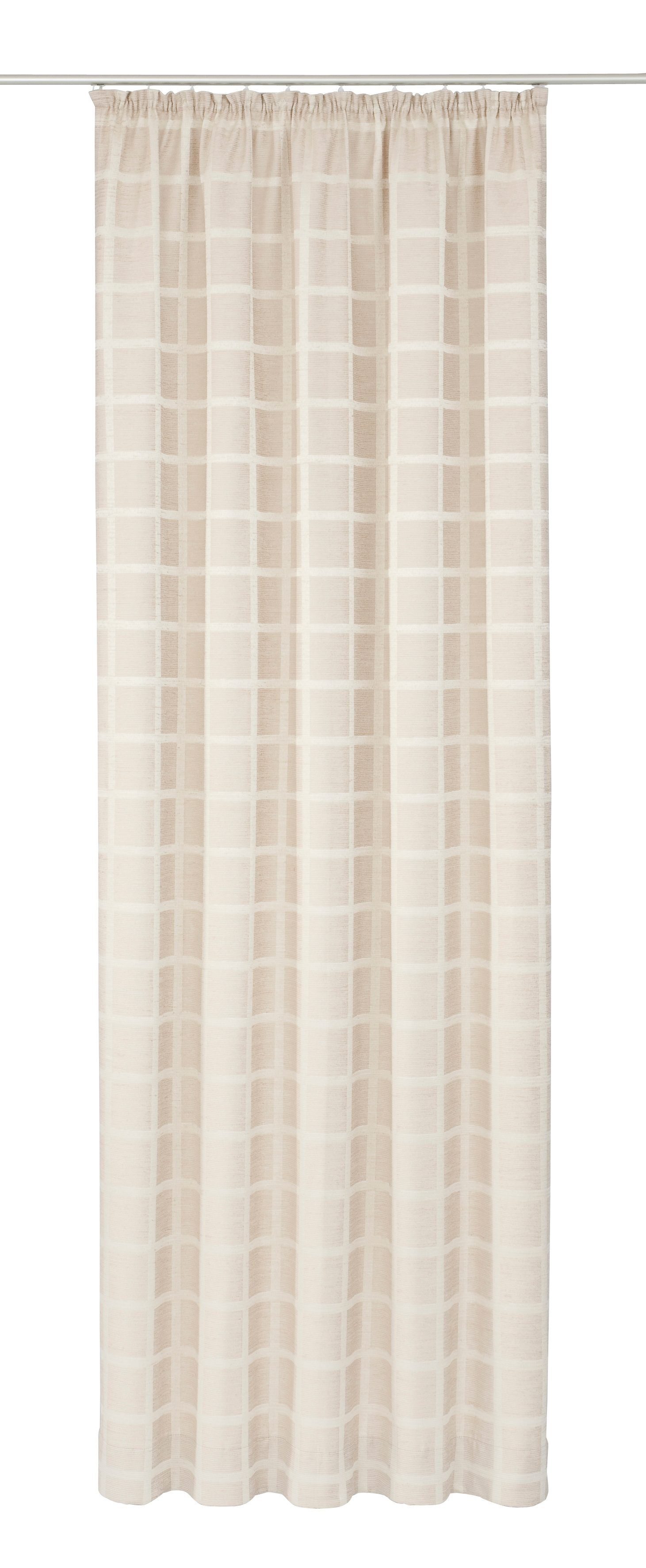 Vorhang Toco-Karo, Wirth, Kräuselband (1 St), blickdicht, Chenille beige