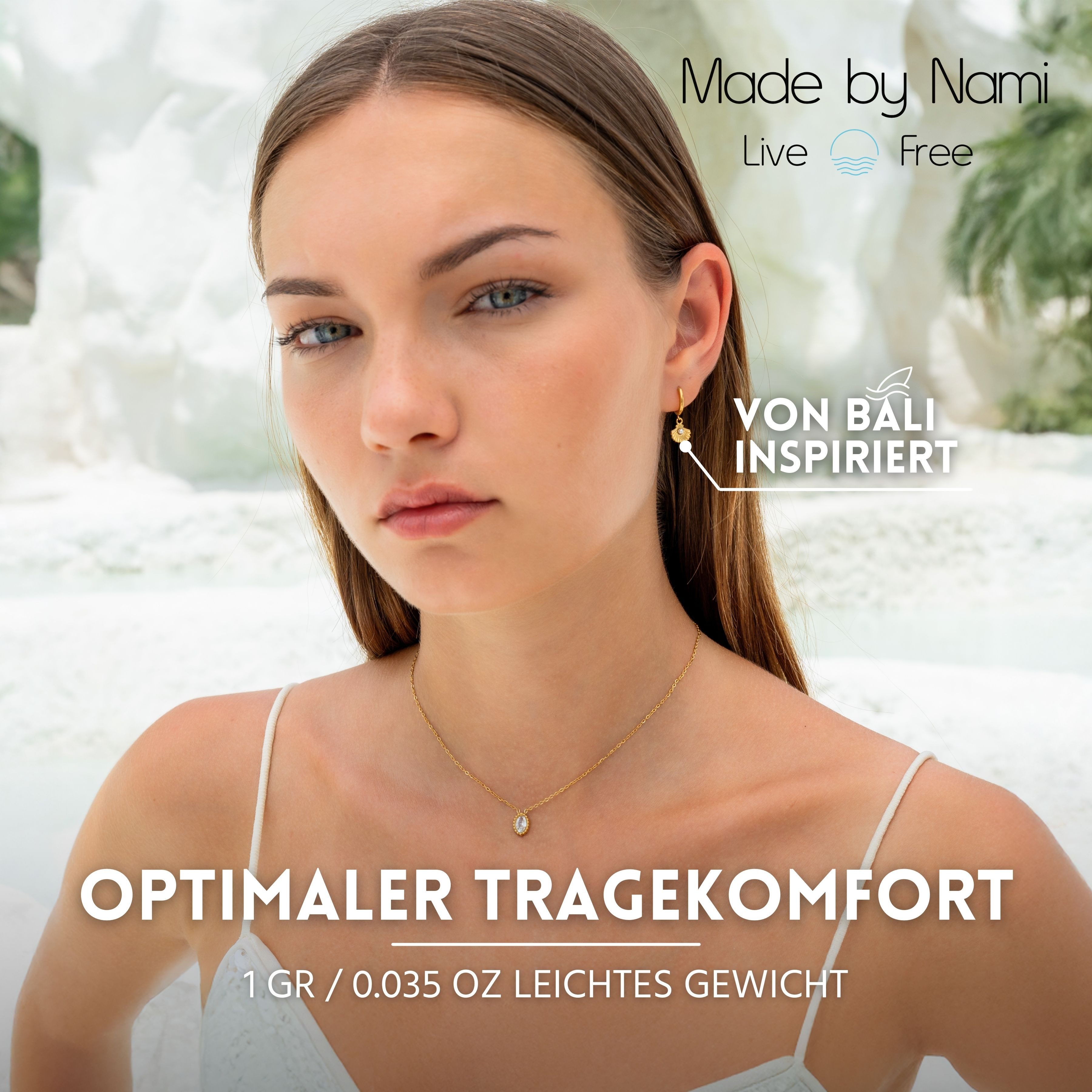Made by Nami Schmuckset Damen Gold Halskette und Ohrringe Wasserfest, aus E günstig online kaufen