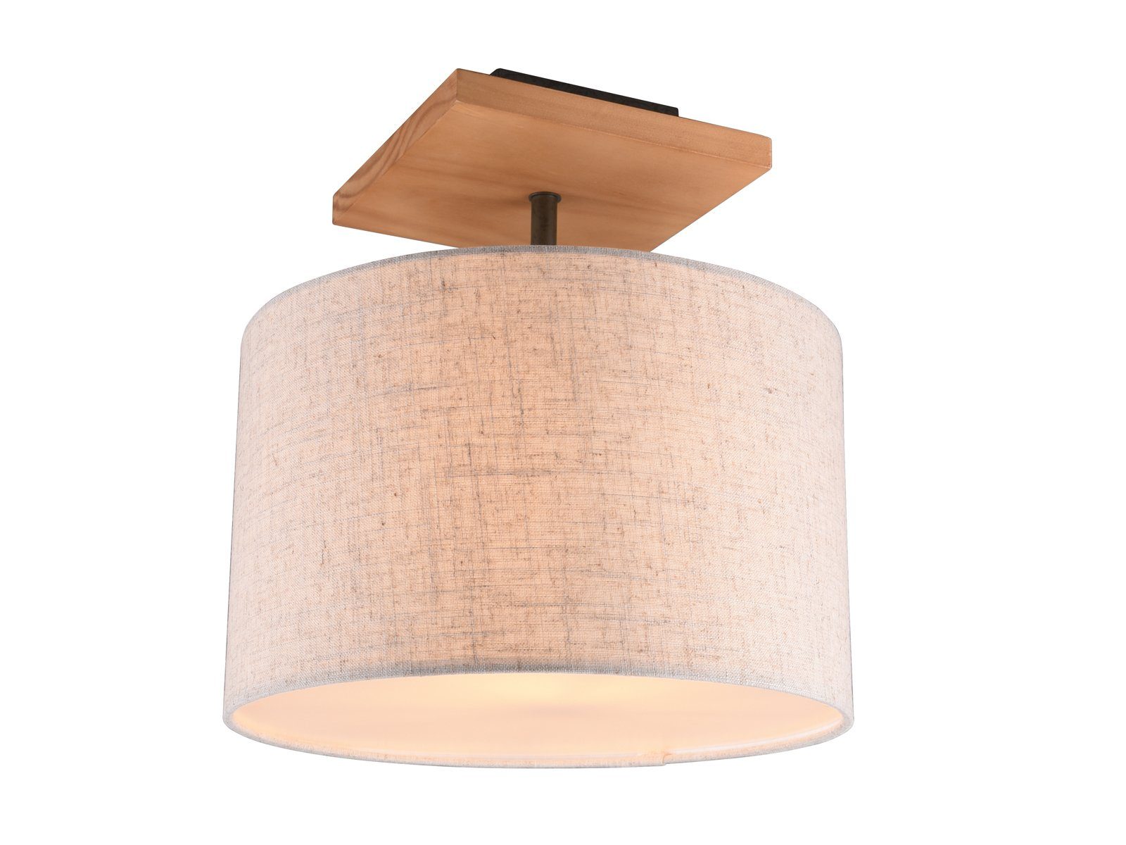 Holz-lampe Lampenschirme dimmbar, extern meineWunschleuchte Leuchtmittel Ø35cm Hausinstallation rund Deckenleuchte, LED Warmweiß, über-n Esstisch ist Beige, Stoff-lampe über wechselbar, LED Mitgeliefertes