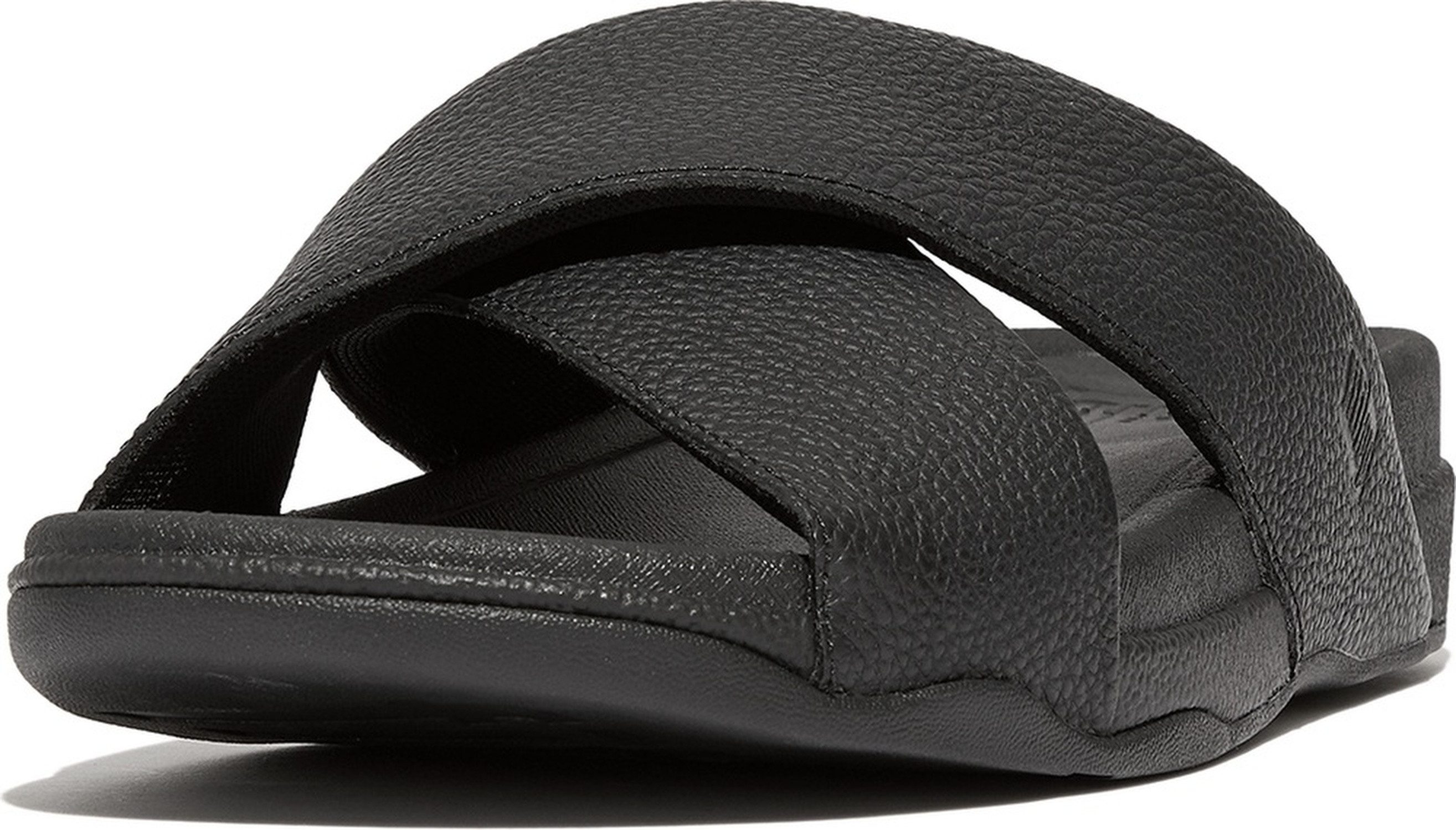 Fitflop Surfer Mens Tumbled-Leather Cross Slides Sandale