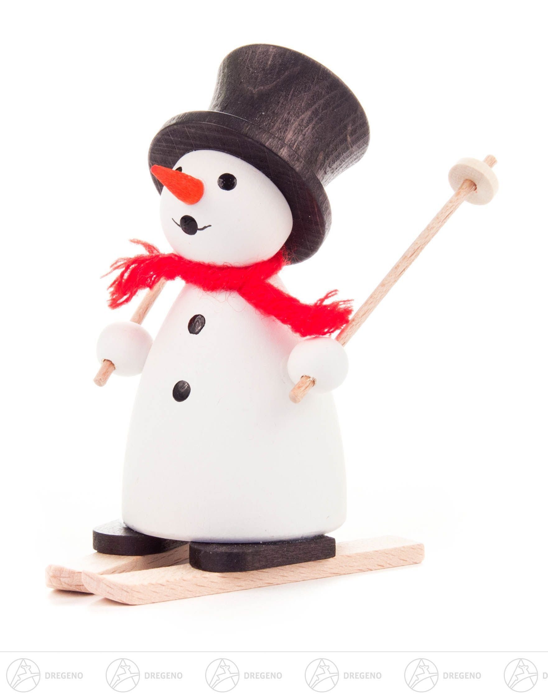 Dregeno Erzgebirge Schneemann Weihnachtliche Miniatur Schneemann auf Ski Breite x Höhe x Tiefe 4