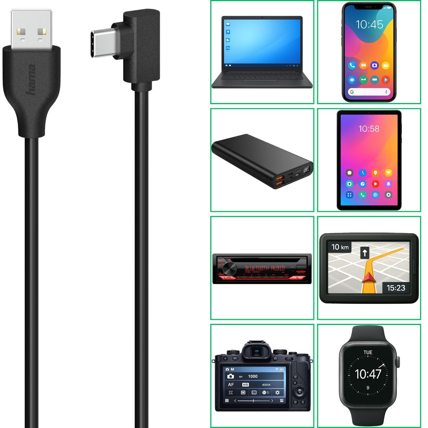 Hama USB-C auf USB-A USB-Kabel 3A 0,75m 75cm Kurz USB-Kabel, USB-A, USB-C, (75 cm), USB-A-Stecker zu C-Stecker Schnell Laden für PC Smartphone Powerbank