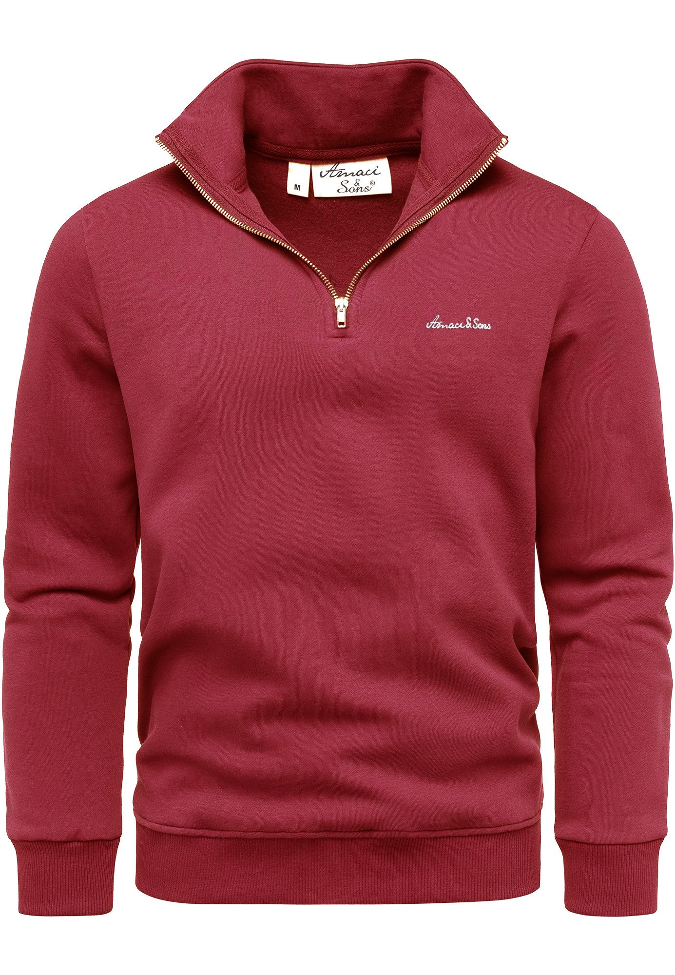 Amaci&Sons Sweatshirt DAVIS Troyer Troyer Herren Pullover Zipper Sweatjacke Sweatshirt Sweatjacke