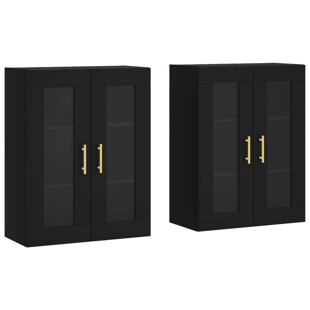 vidaXL Sideboard Wandschränke 2 Stk. Schwarz günstig online kaufen