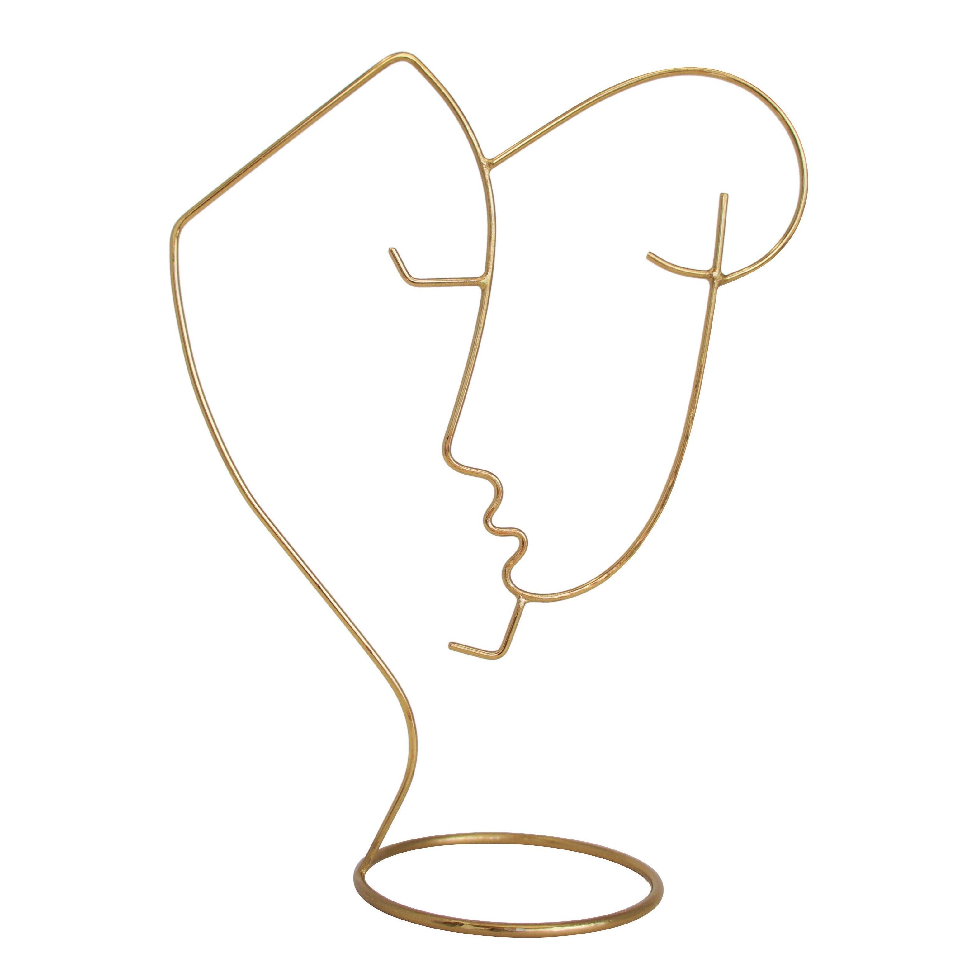 LaLe Living Eisen H:25cm aus Line-Art Gesichter, Schwarz/Gold, Dekoobjekt in Figur Favori