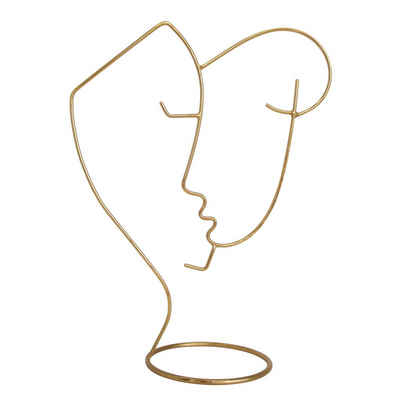LaLe Living Dekoobjekt Favori Line-Art Gesichter, Figur aus Eisen in Schwarz/Gold, H:25cm