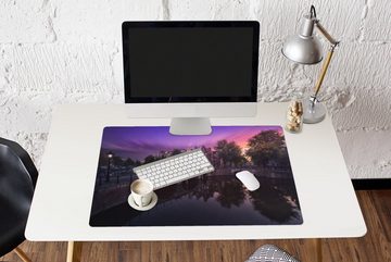 MuchoWow Gaming Mauspad Bild der Keizersgracht in Amsterdam unter einem bunten Himmel (1-St), Büro für Tastatur und Maus, Mousepad Gaming, 90x60 cm, XXL, Großes