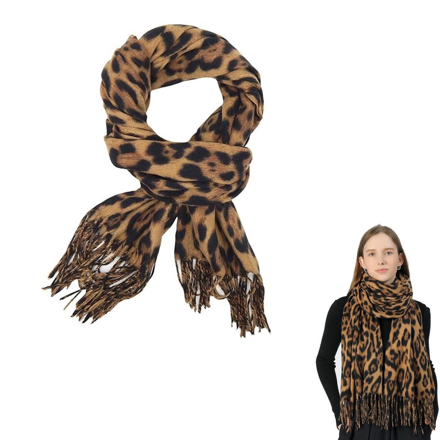 LuxusKollektion Halstuch Schal Damen Leopard Chiffon 70x180cm, (1-St)