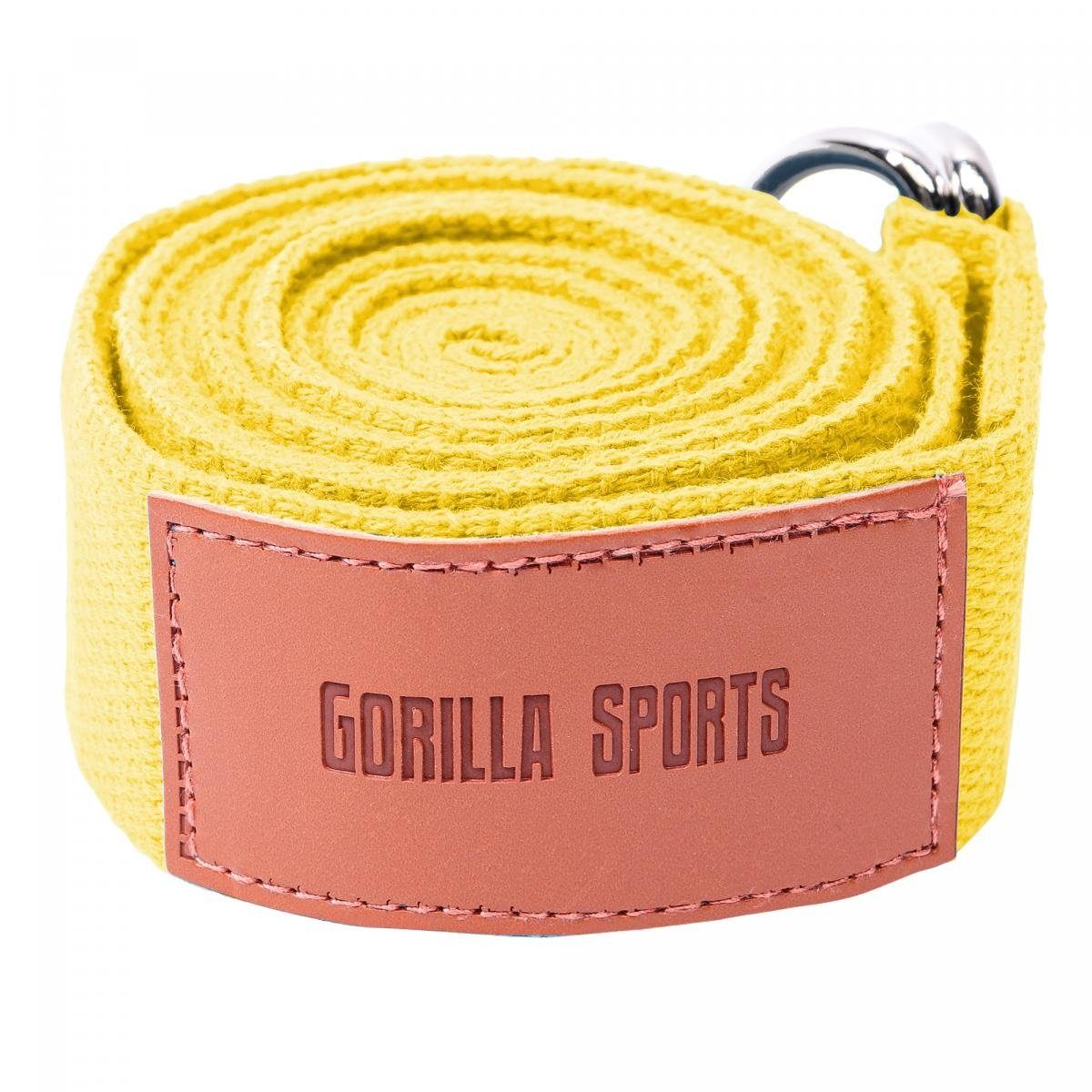 Strap mit Metall, 100% GORILLA SPORTS Baumwolle, Gelb Yogagurt Verschluss Yoga aus Yoga-Gürtel,