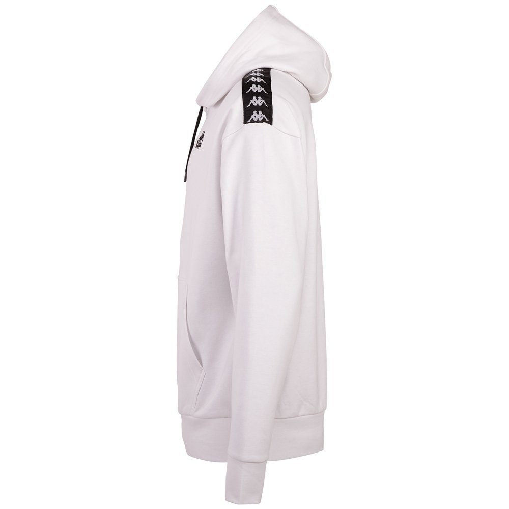 den Schultern hochwertigem mit Kappa an white Jacquard-Logoband bright Kapuzensweatshirt