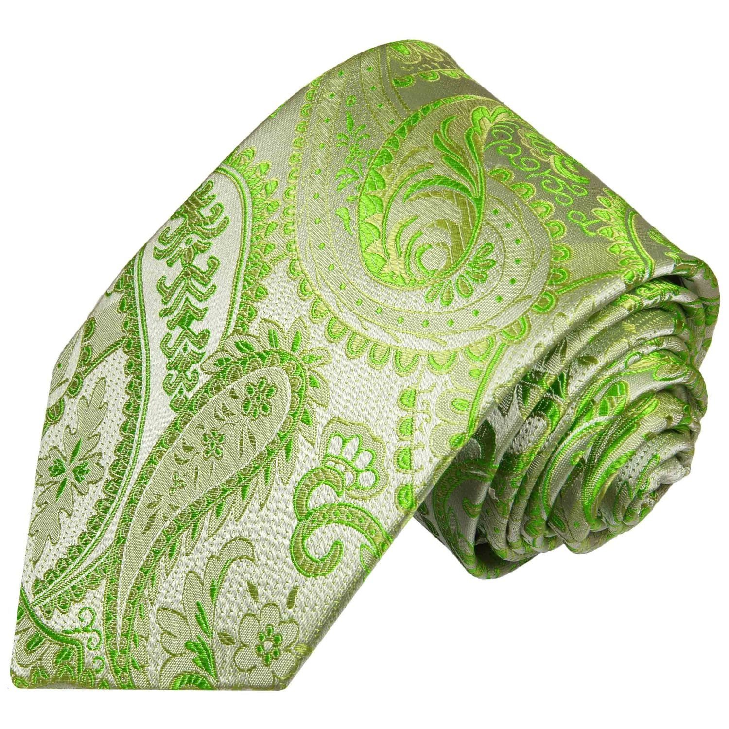 Paul Malone Krawatte Seidenkrawatte und (Set, Breit mit Tuch Krawatte (8cm), 100% paisley Herren Seide Schlips Einstecktuch) 2-St., 805 grün