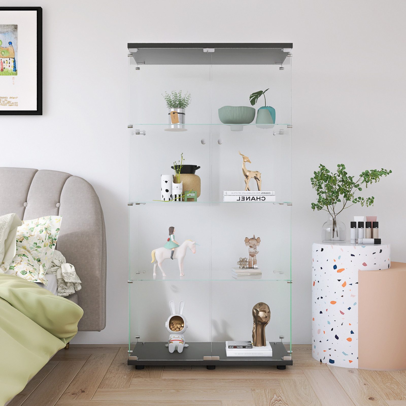 FUROKOY Glasvitrine Standvitrine, Modern Glas Vitrinenschrank günstig online kaufen