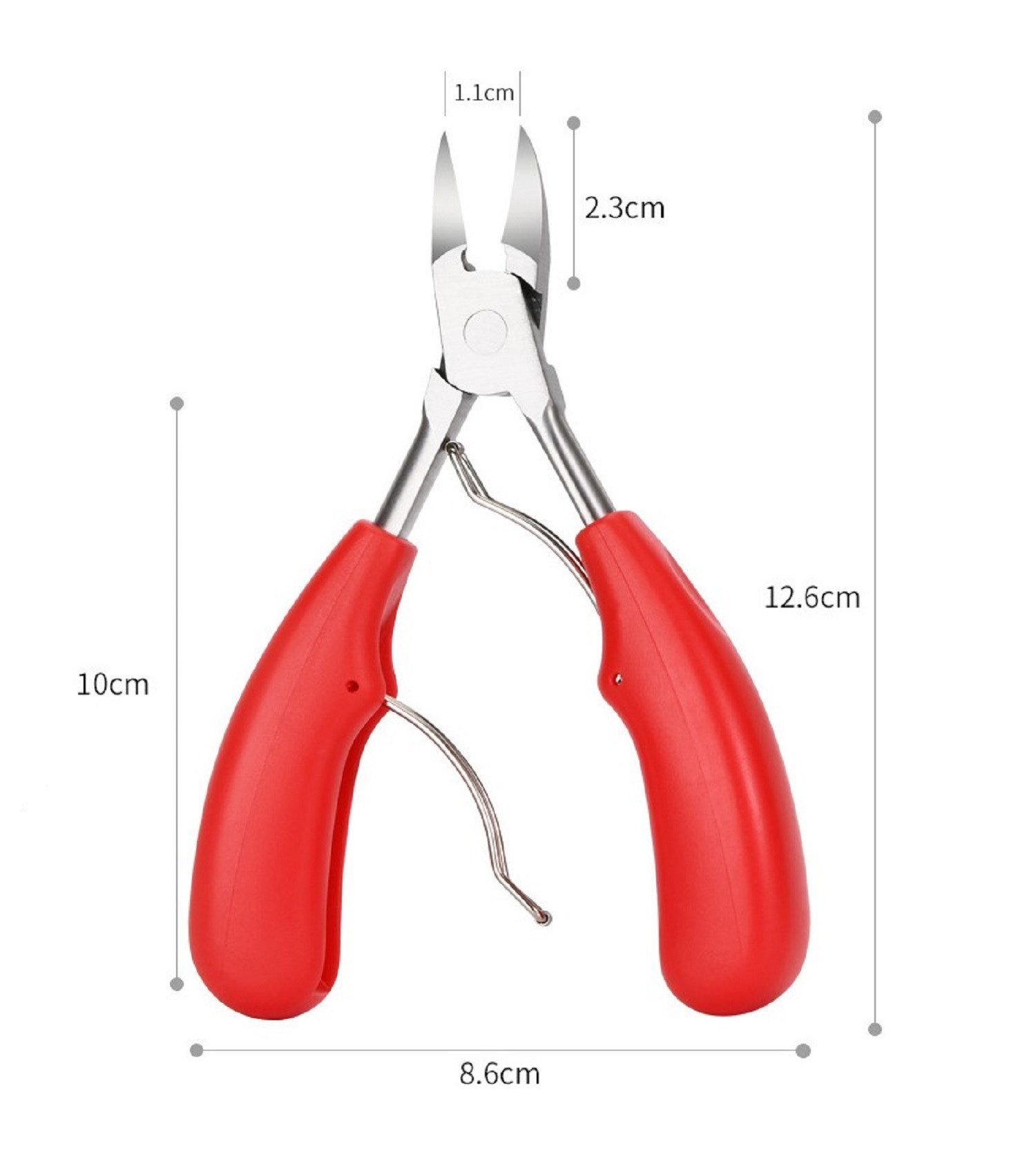 COOL-i ® Fußnagelknipser Profi-Zehennagelknipser für dicke & eingewachsene Nägel, Präzisionszange aus Edelstahl mit rutschfestem Griff in Schwarz,Rot