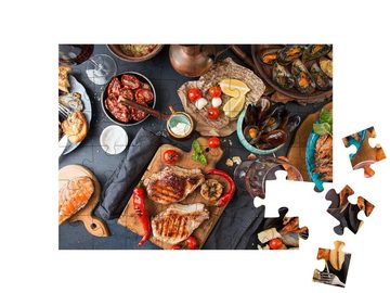 puzzleYOU Puzzle Fleisch und Meeresfrüchte vom Grill mit Gemüse, 48 Puzzleteile, puzzleYOU-Kollektionen Essen und Trinken