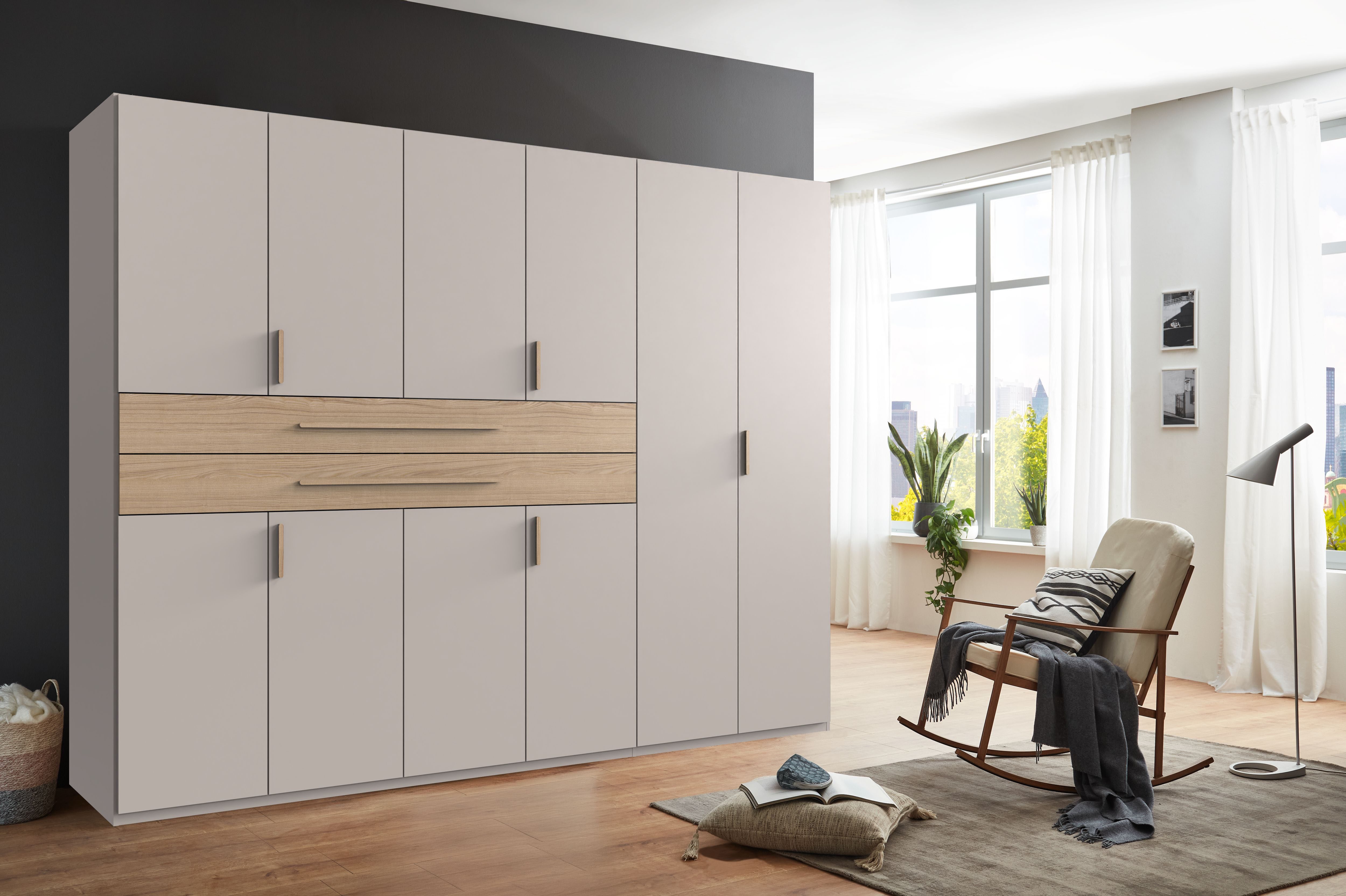 Wimex Drehtürenschrank Digit Kleiderschrank wahlweise mit oder ohne Spiegel (Schlafzimmer Schrank Bestseller im modernem Design) erhältlich in den Breiten 225cm oder 270cm (mit 8 oder 10 Türen)