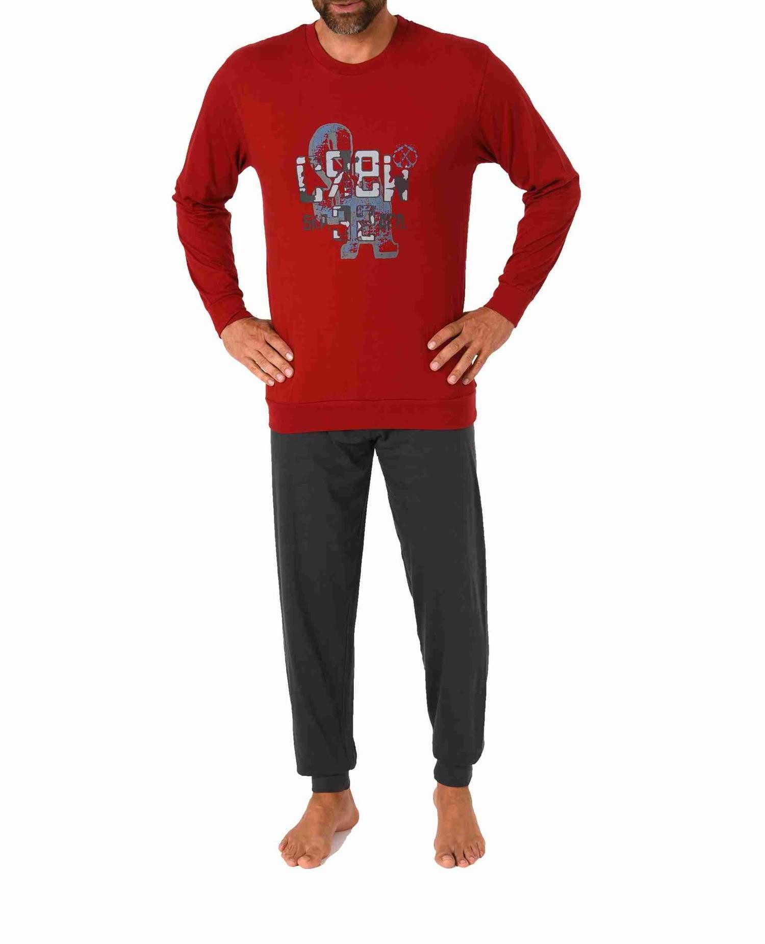 RELAX by Normann Pyjama Herren Schlafanzug langarm mit Bündchen und edlen F günstig online kaufen