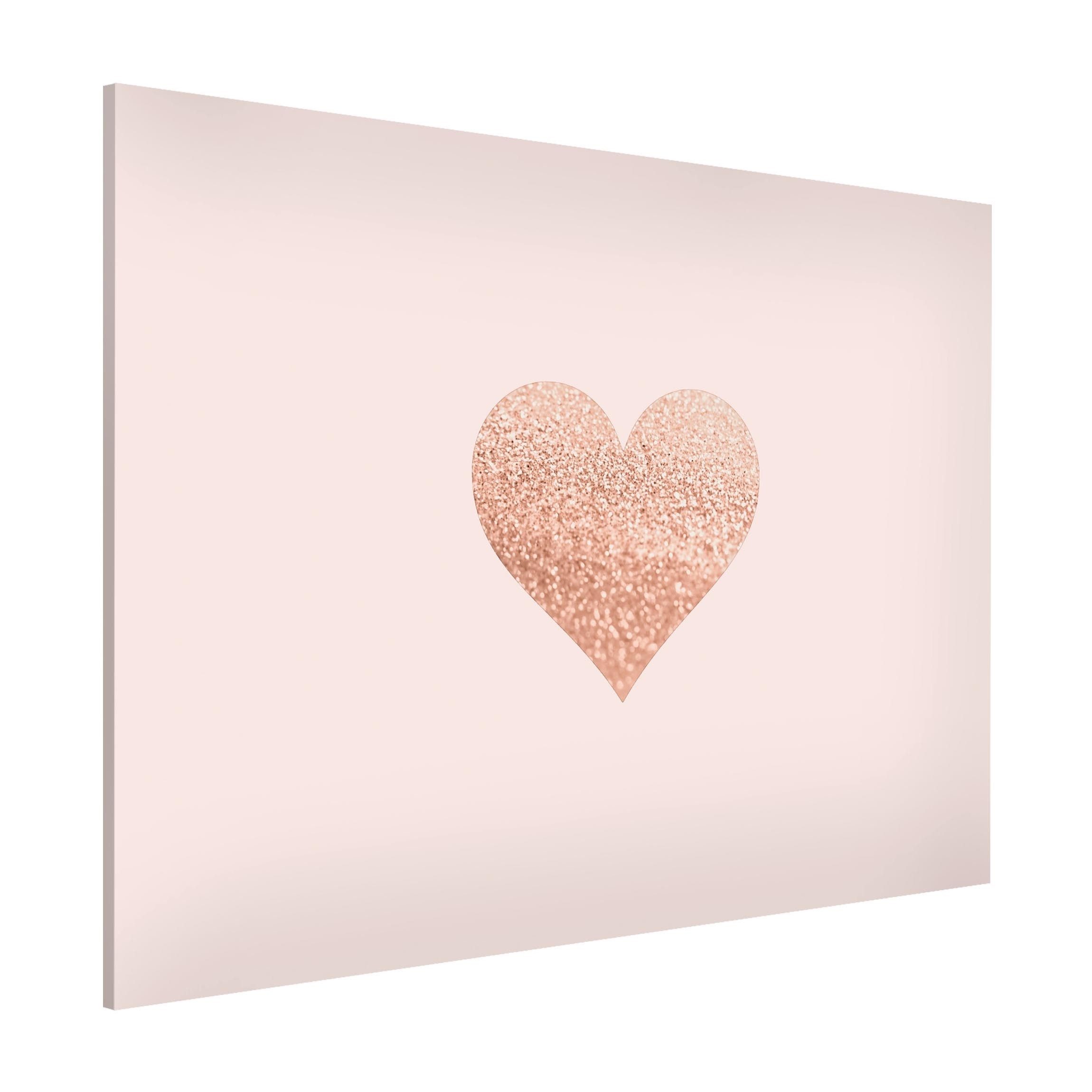 Bilderdepot24 Magnettafel Küche rosa Glitzerndes Herz, günstig online kaufen