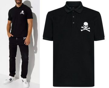 PHILIPP PLEIN Poloshirt PHILIPP PLEIN Skull Polo Shirt Polohemd Leather PP Hexagon Patch Hemd