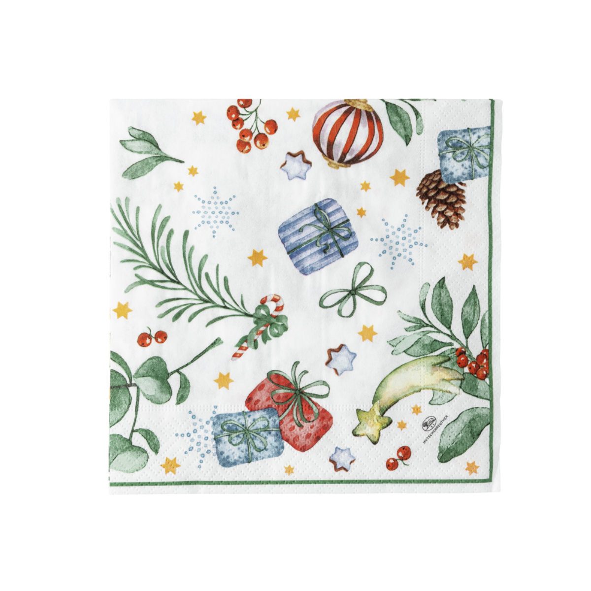 Caspari Papierservietten Mit Stechpalmen- & Beerenkranz-Motiv – 33 Cm, 3-lagig, 20 Stück