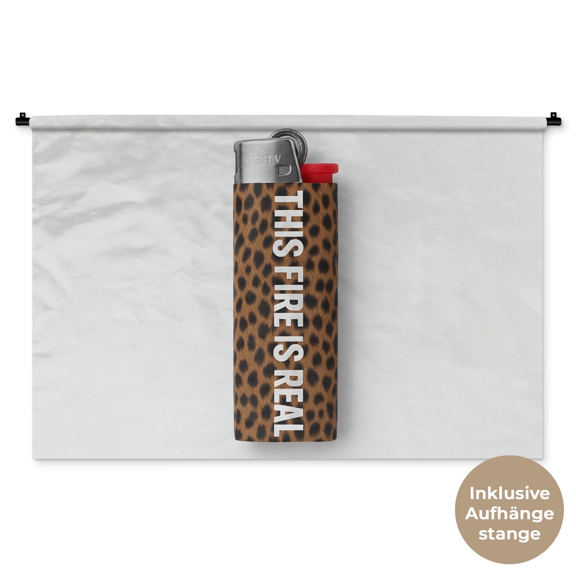 MuchoWow Wandteppich Feuerzeug - Zitat - Panther Druck, Rechteckig, Höhe: 3 mm, Wandtuch, Wanddekoobjekt, 120x80 cm
