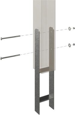 Skanholz Doppelcarport Spreewald, BxT: 585x589 cm, 215 cm Einfahrtshöhe, 585x589cm mit Aluminiumdach rote Blende