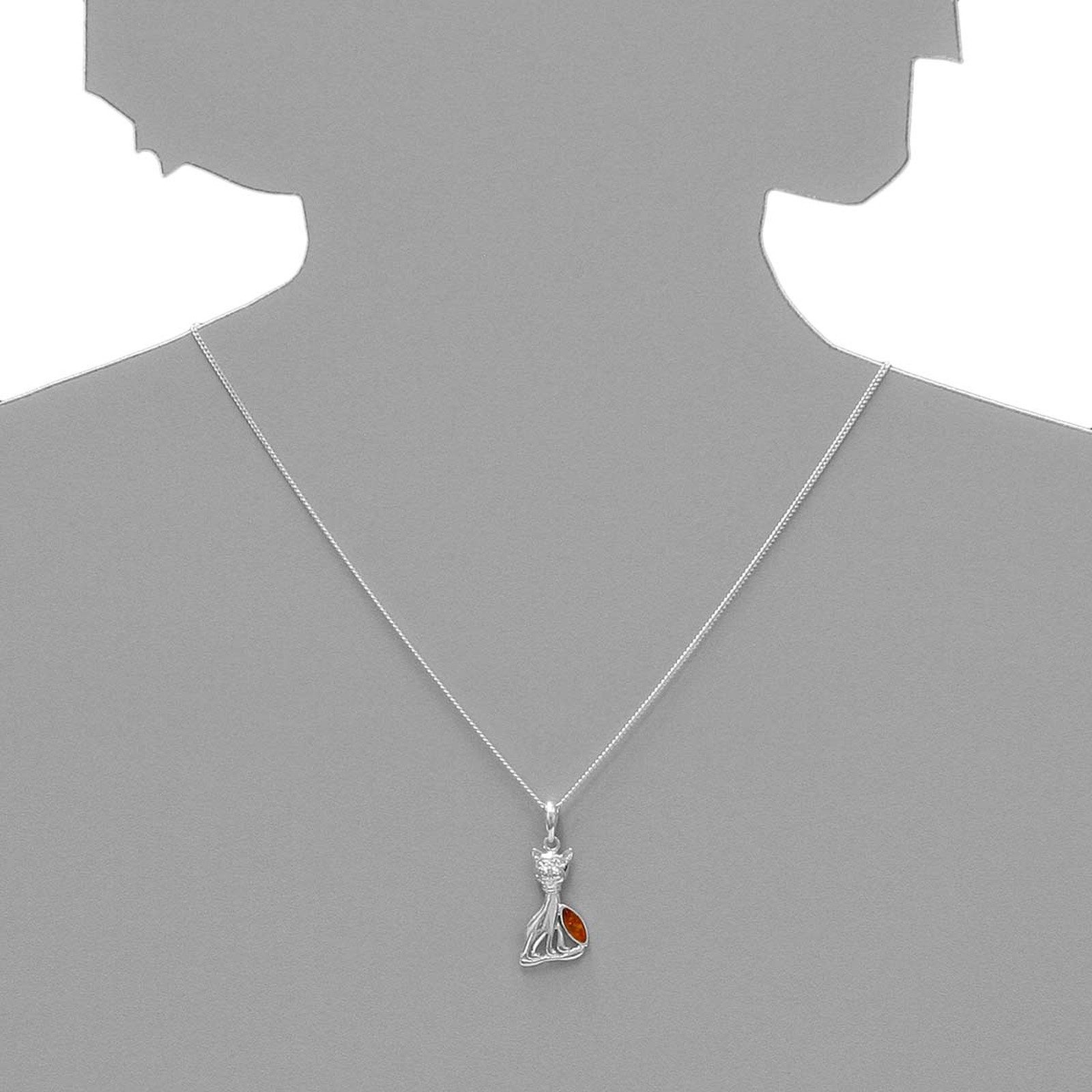 OSTSEE-SCHMUCK Kette mit Anhänger Ostsee-Schmuck Kette mit Anhänger Katze Kette mit Anhänger Katze (2-tlg)