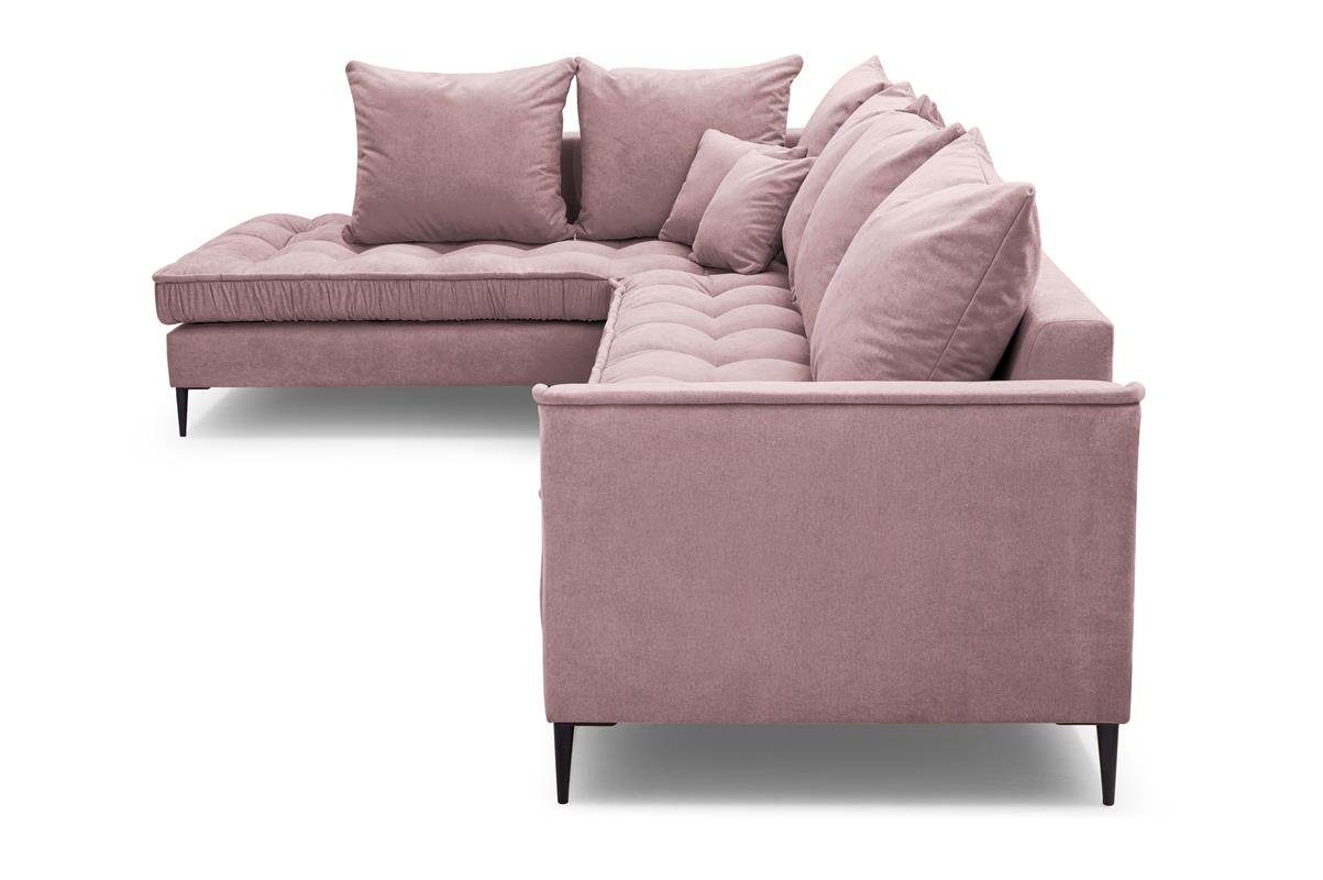 Design Polsterecke modernes im Rosa Beautysofa L-Form inklusive (soro Rückenlehne, Wellenfedern, Polsterecke mit Wohnzimmersofa gepolsterter Loungemöbel, ELEN, stillvoles 61)